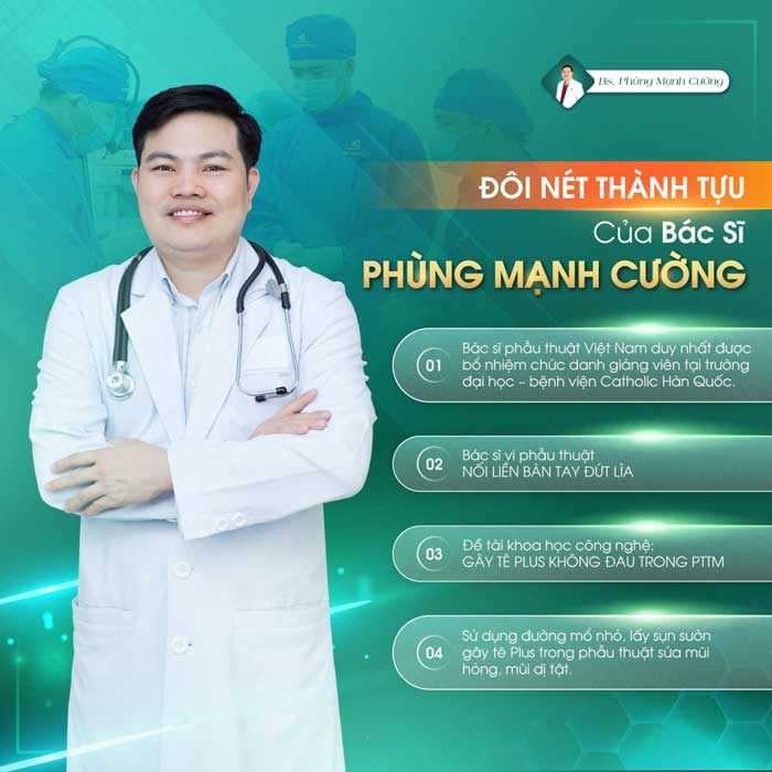 Bác sĩ Phùng Mạnh Cường có nhiều năm kinh nghiệm trong ngành thẩm mỹ